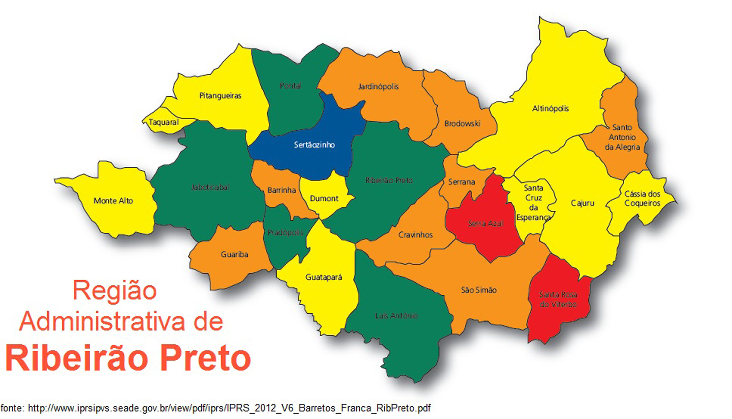 Localization of Ribeirão Preto region in the State of São Paulo, Brazil